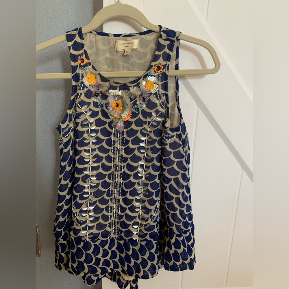 Moulinette Soeurs Blue Sleeveless Blouse